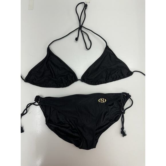 Naturana Womens Swimsuit Bikini EUR Size 44 Black Vintage Two Piece Triangle - Picture 1 of 13